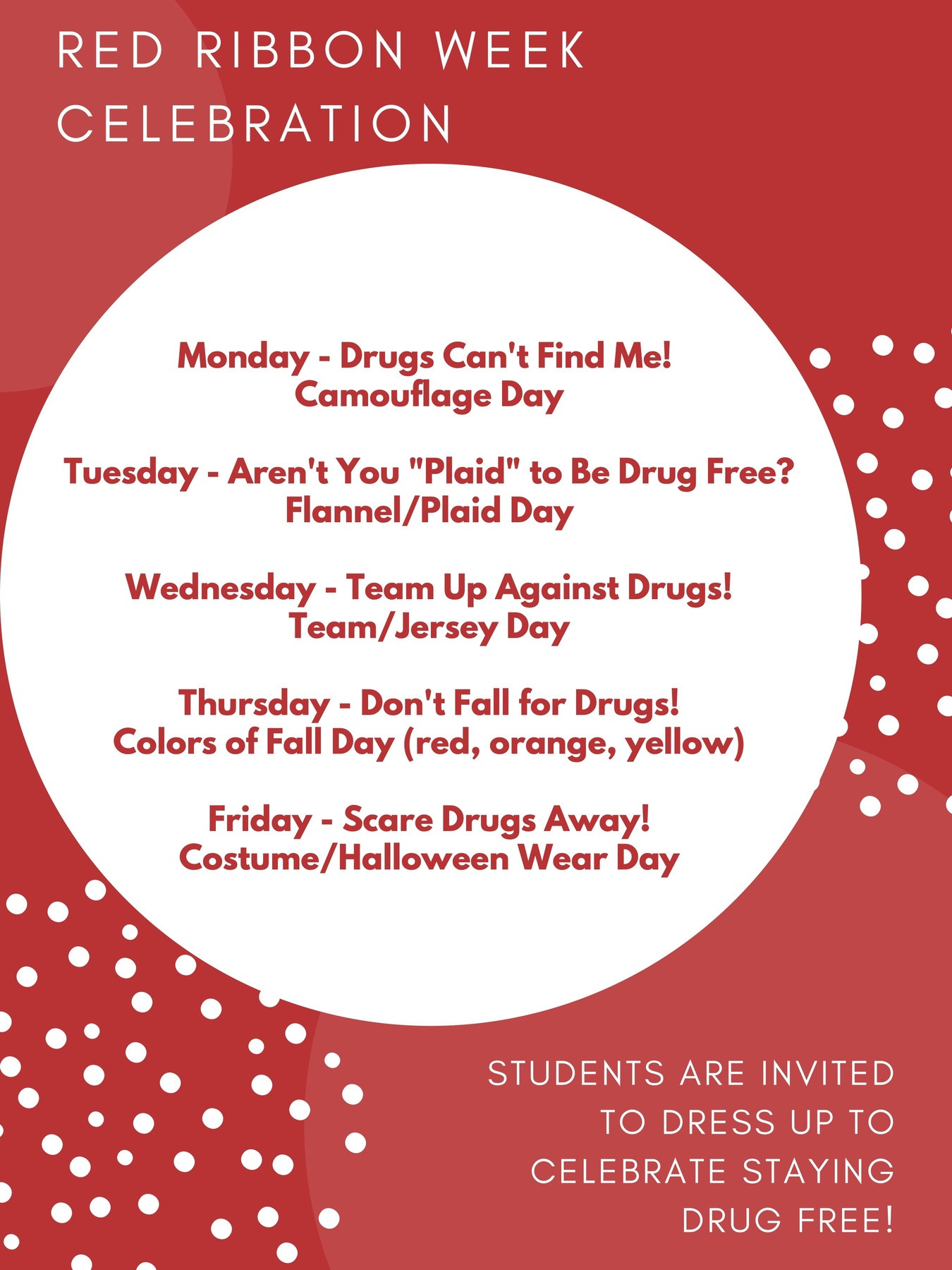 Please Join Us To Celebrate Red Ribbon Week!
