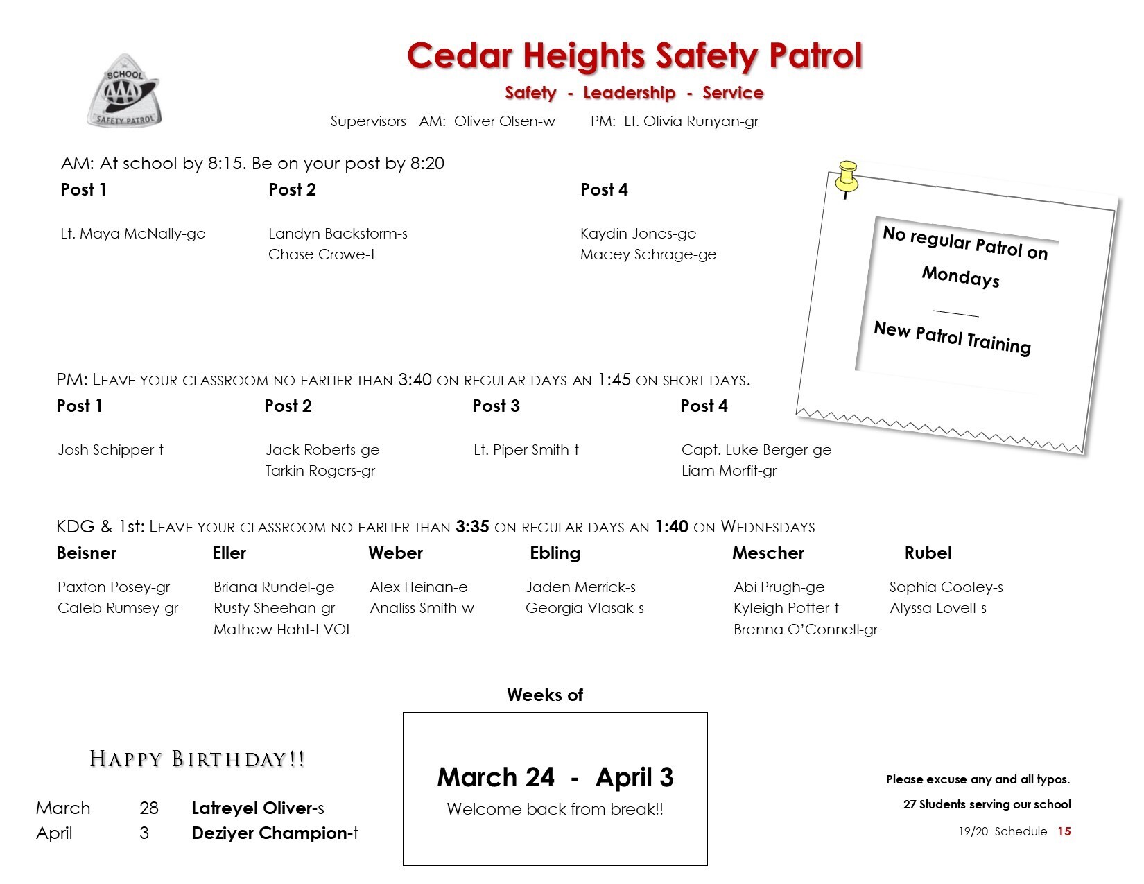 Cedar Heights Safety Patrol